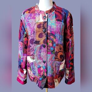 Anu‎ embroidery artistic floral Wool bohemian style Patchwork Jacket